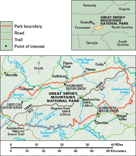 Map of Great Smoky Mountains National Park