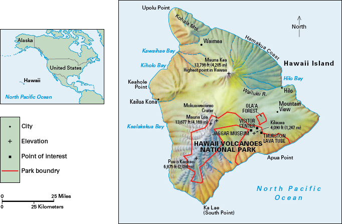 Map of Hawaii Volcanoes National Park