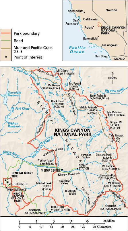 Map of Kings Canyon National Park