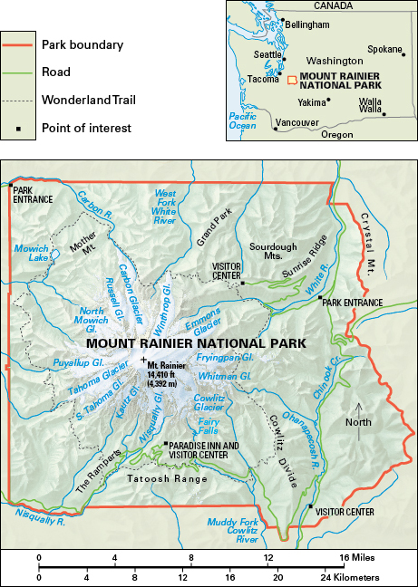 Map of Mount Rainier National Park