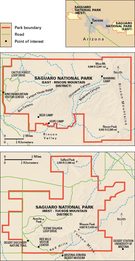 Map of Saguaro National Park