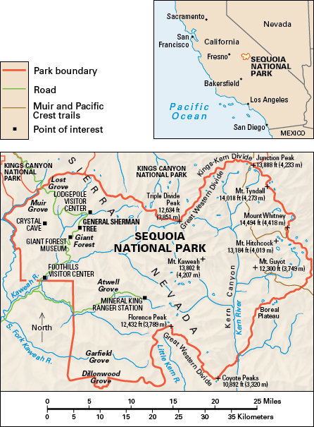 Map of Sequoia National Park