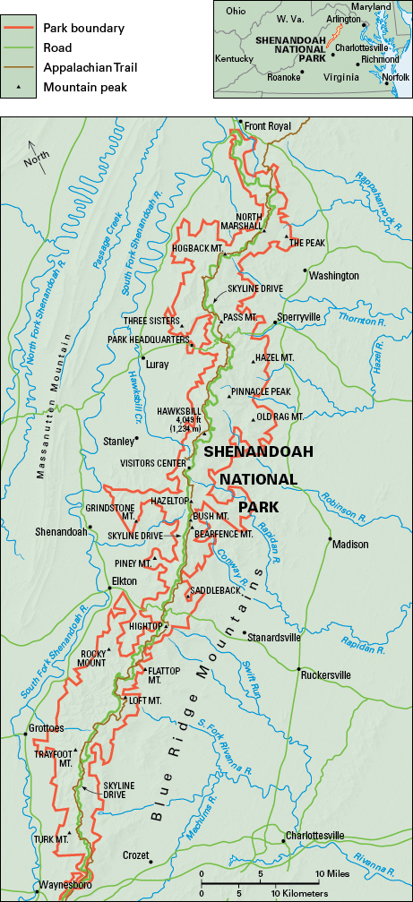 Map of Shenandoah National Park