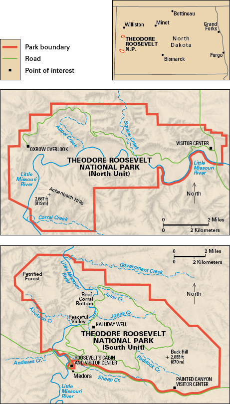 Map of Theodore Roosevelt National Park