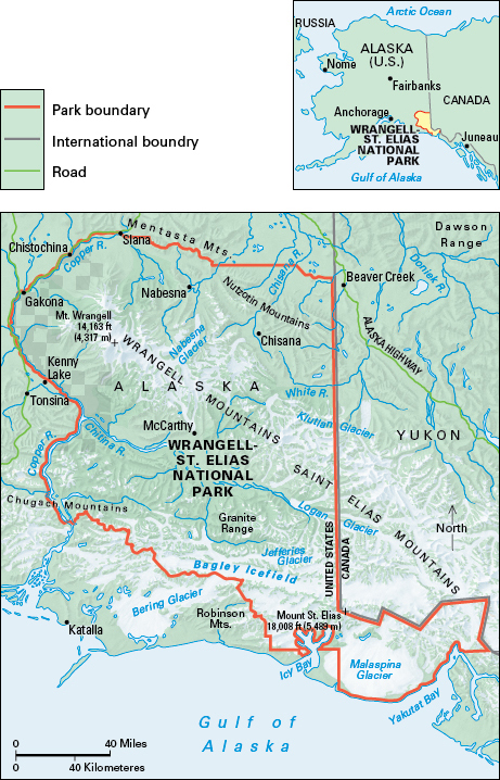 Map of Wrangell-St. Elias National Park