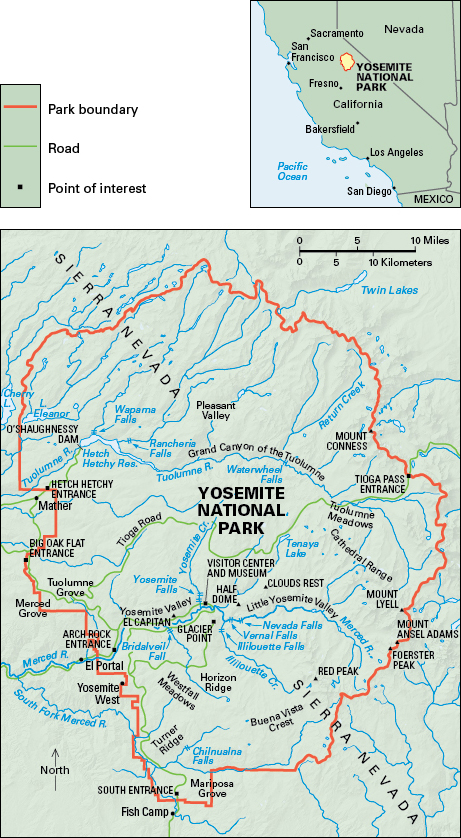 Map of Yosemite National Park