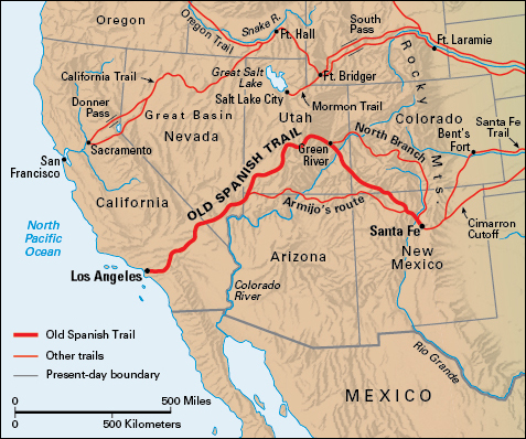 Map of the Old Spanish Trail