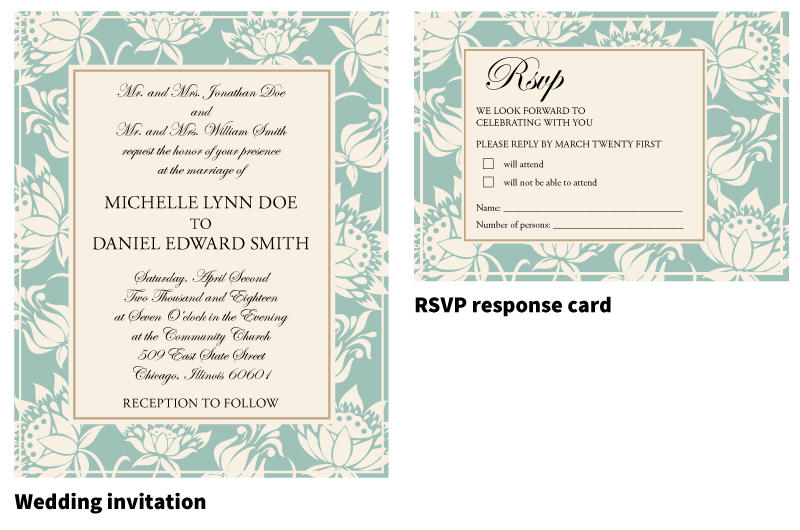 Formal invitation and response card