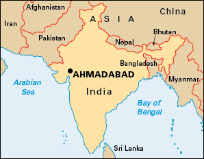 Location of Ahmadabad, India