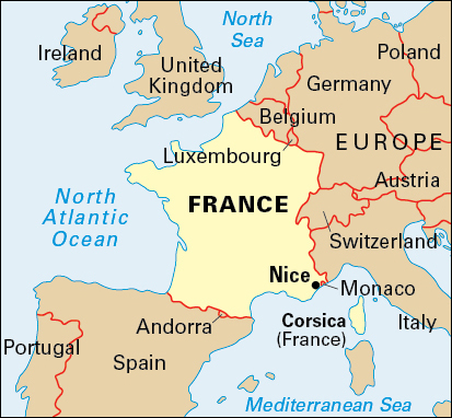 Location of Nice, France