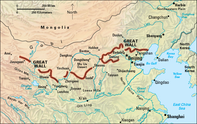 Extent of the Great Wall of China