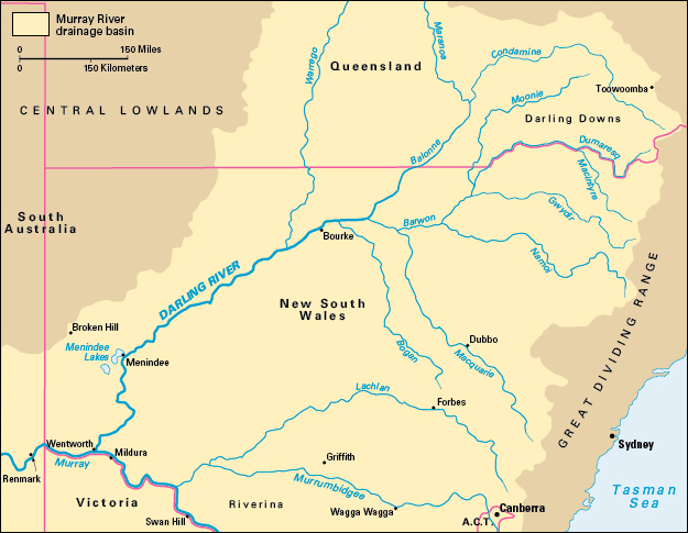 Location of the Darling River in New South Wales, Australia