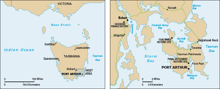 Port Arthur, Tasmania, and surrounding area