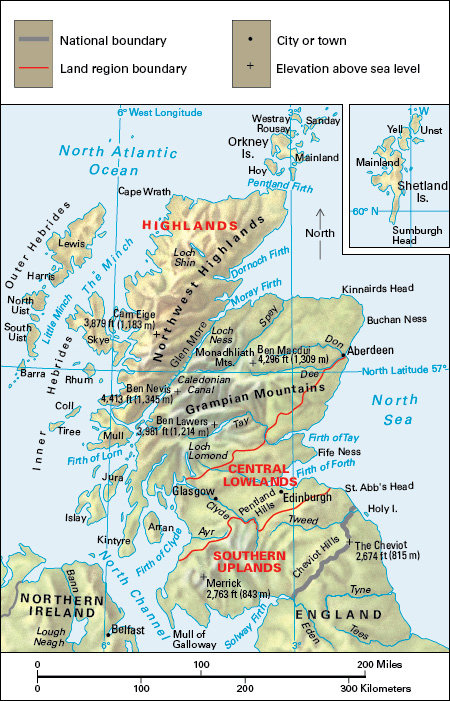 Terrain map of Scotland