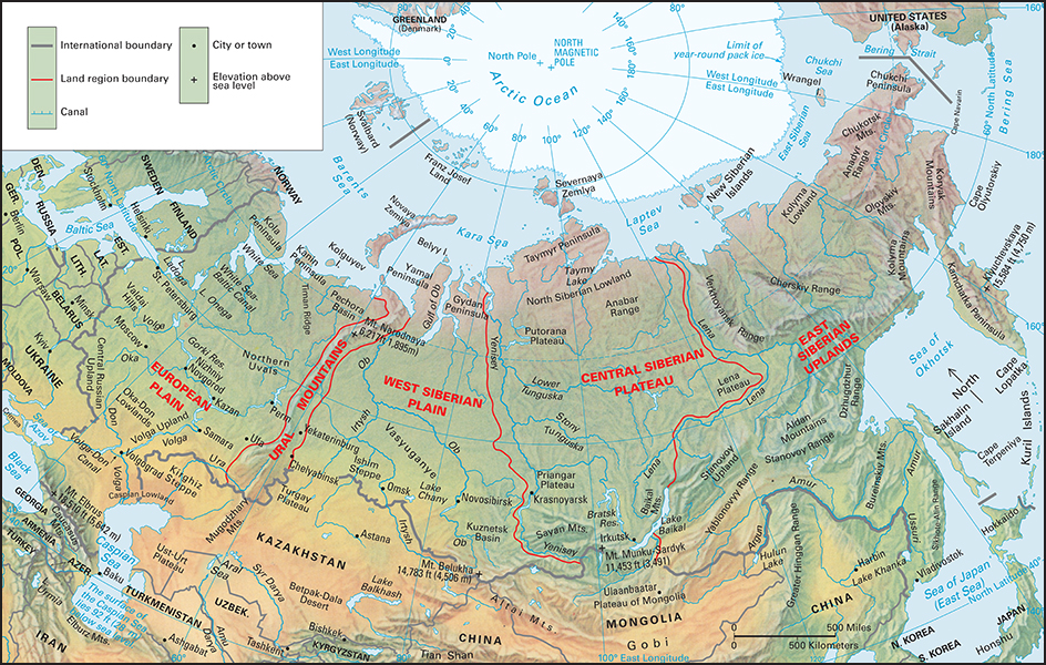 Terrain map of Russia