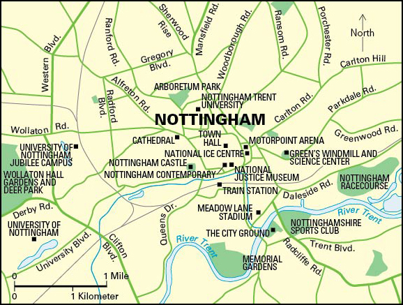 Nottingham, England: City and points of interest