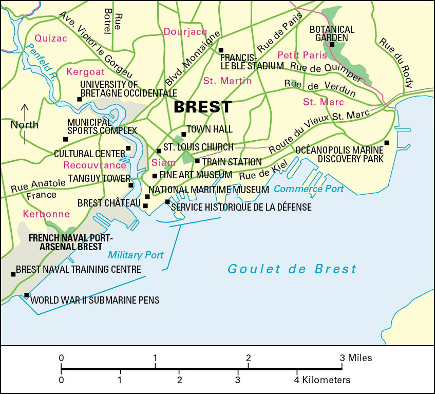 Brest is a city on the northwest coast of France.