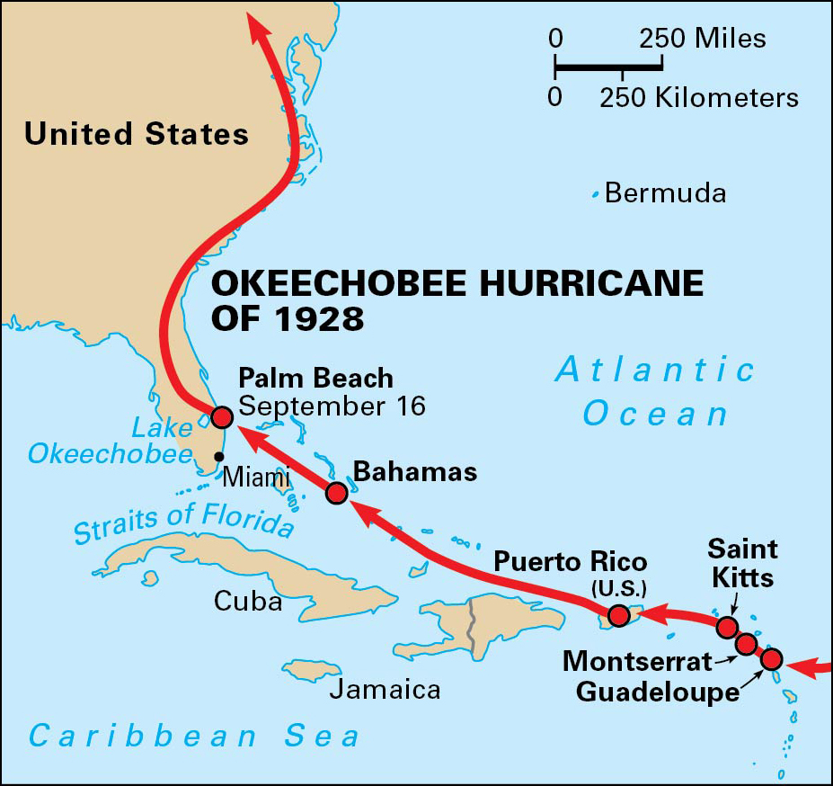 Path of the Okeechobee Hurricane of 1928