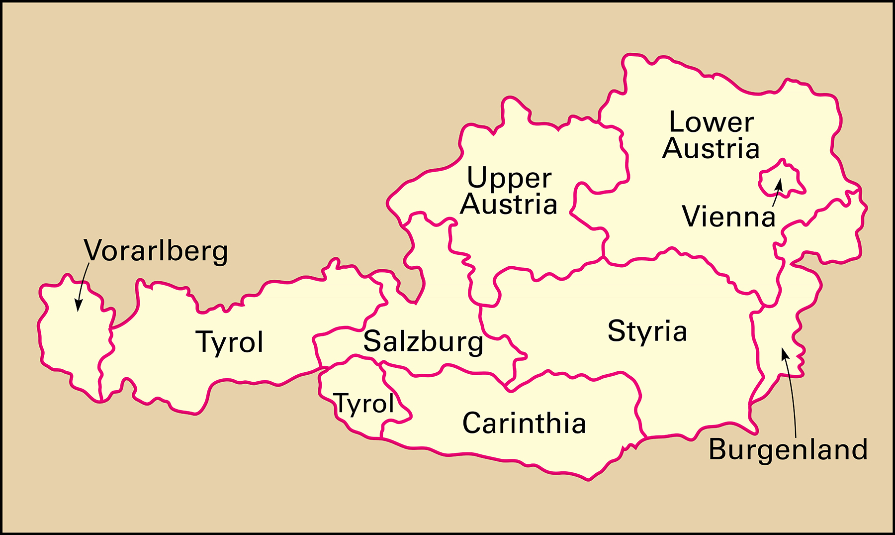 The nine provinces of Austria