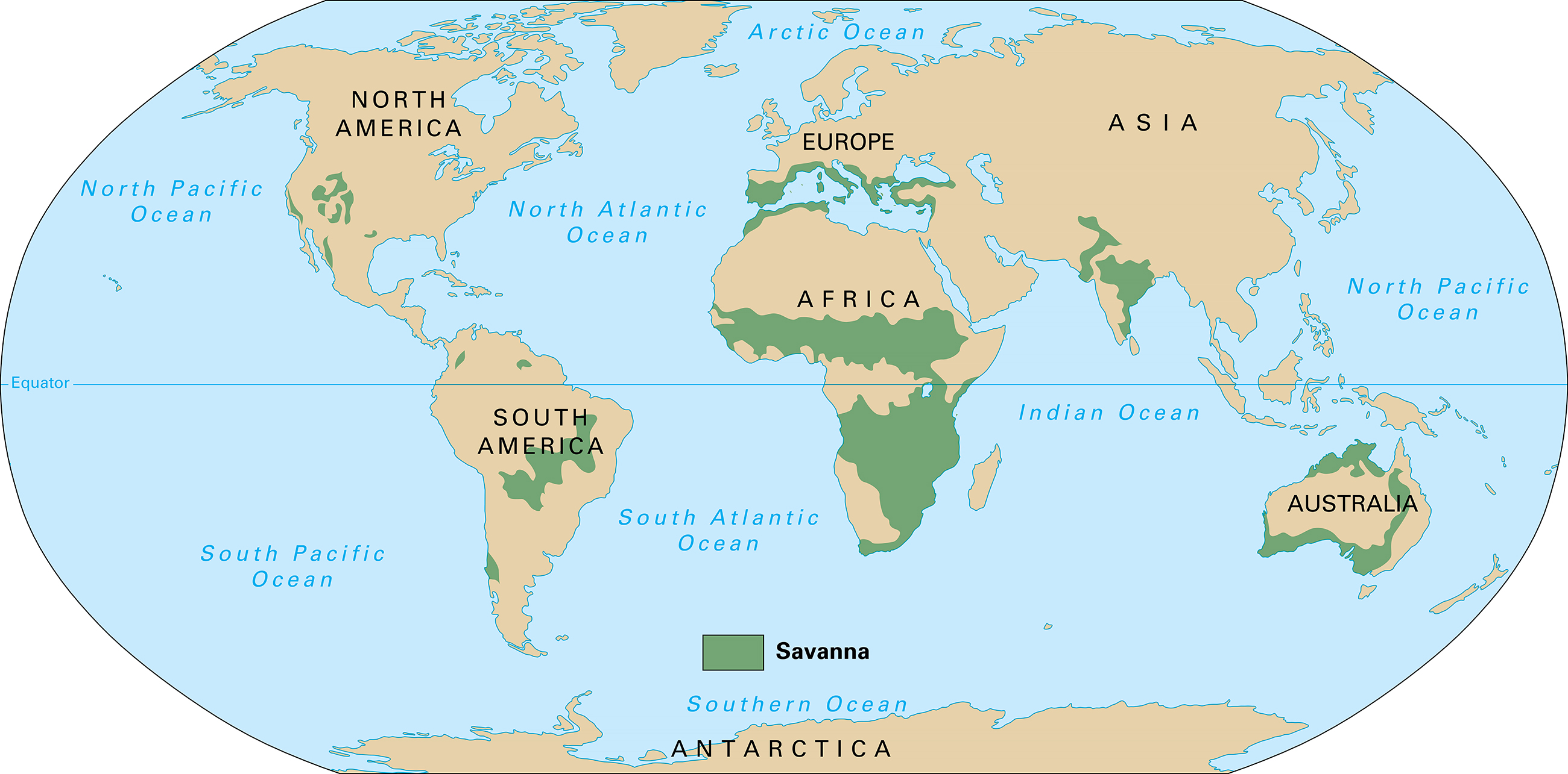 Where savannas are found