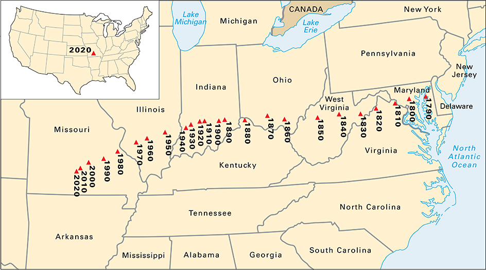 United States census of 2020 - Center of population