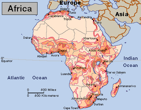 Population density in Africa