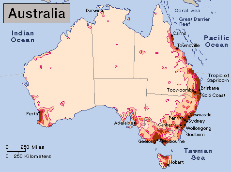 Population density in Australia