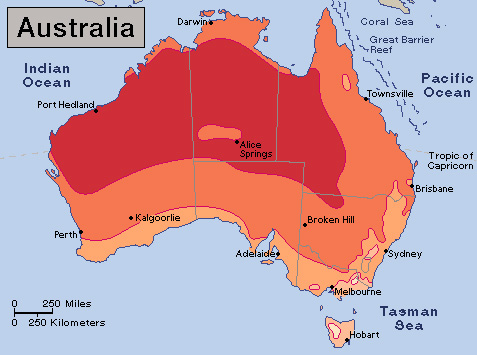 Average January temperatures in Australia