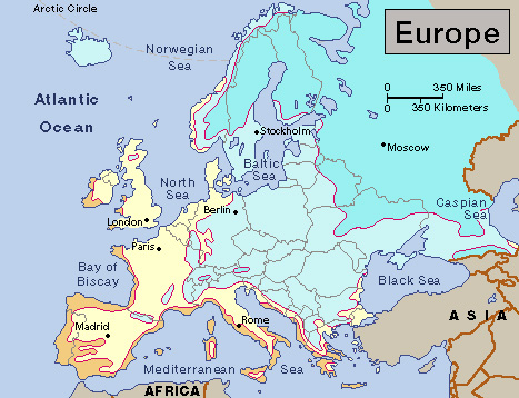 Average January temperatures in Europe