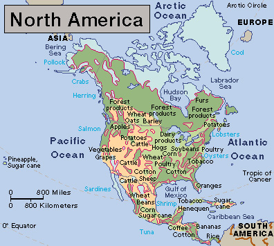 Agriculture and fishing in North America