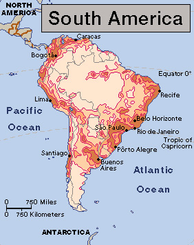 Population density in South America