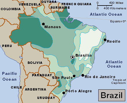 Average yearly precipitation in Brazil