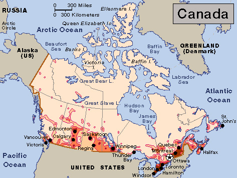 Population density in Canada