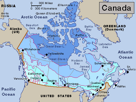 Average January temperatures in Canada