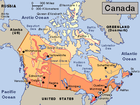 Average July temperatures in Canada