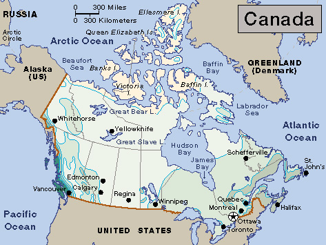 Average yearly precipitation in Canada