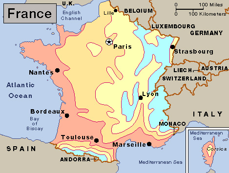 Average January temperatures in France