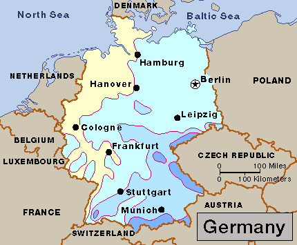 Average January temperatures in Germany