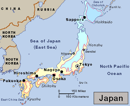 Average January temperatures in Japan