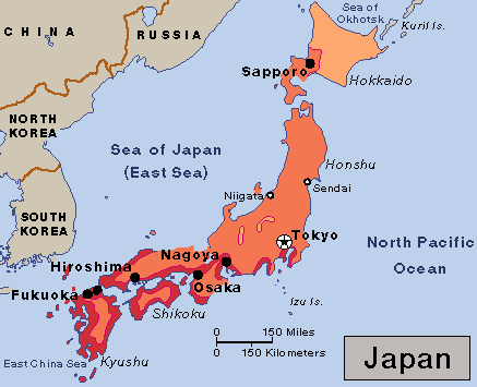 Average July temperatures in Japan