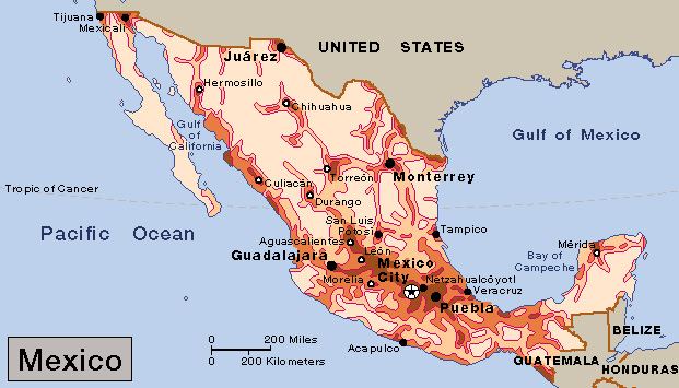 Population density in Mexico