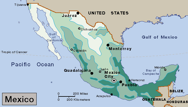 Average yearly precipitation in Mexico