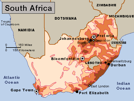 Population density in South Africa