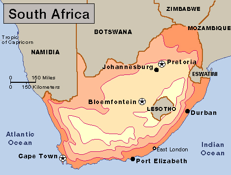 Average July temperatures in South Africa