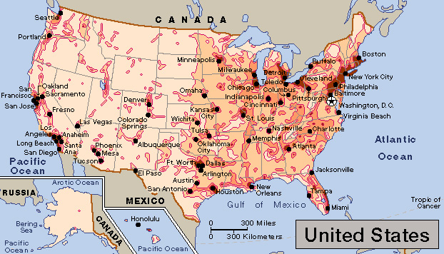 Population density in the United States