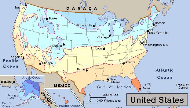 Average January temperatures in the United States