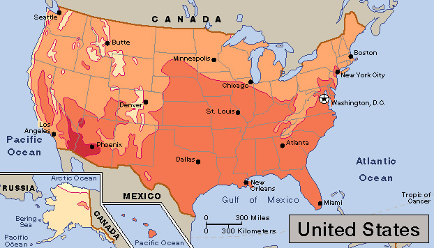 Average July temperatures in the United States