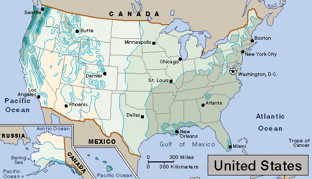 Average yearly precipitation in the United States