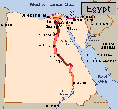 Population density in Egypt