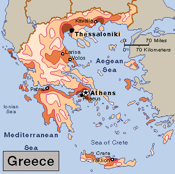 Population density in Greece